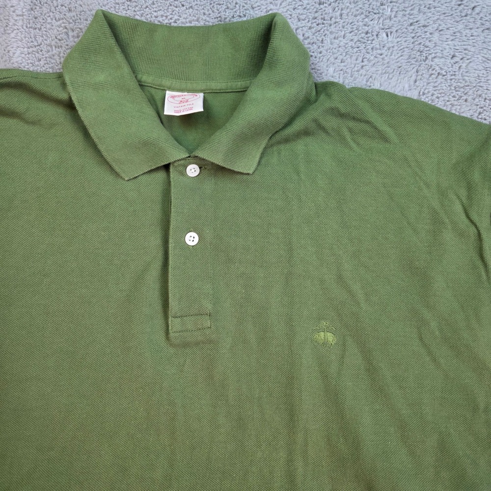 VTG Brooks Brothers Polo Mens XL Short Sleeve Pique Cotton Golden Fleece Green‎